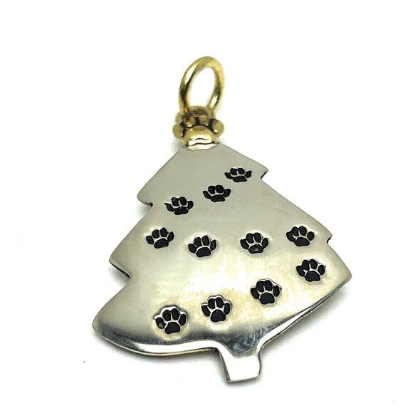 Far Fetched Jewelry - Far Fetched Paw Print Christmas Tree Pendant Dog Cat Lover Vet Tech Gift